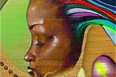 COLOR BLIND PART 5 COLOR QUEEN 2004 24 X 60 SPRAYPAINT ON BAMBOO - ORIGINAL ARTWORK BY CHOR BOOGIE