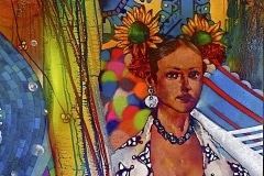 THE BRONZE QUEEN OF THE ROMANTIC BLACK PANTHER 2009 48X96 SPRAY PAINT ON CANVAS - BY CHOR BOOGIE