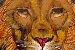 THE GOLD QUEEN OF THE ROMANTIC LION 2010 21X90 SPRAY PAINT ON CANVAS - BY CHOR BOOGIE