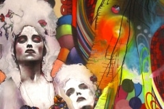 THE SILVER QUEENS OF THE ROMANTIC WITE TIGER 2008 48X96 SPRAY PAINT ON CANVAS - BY CHOR BOOGIE