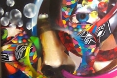 YOU ARE NOT YOURSELF PART 3 PURGATORY 2012 42X60 SPRAY PAINT ON CANVAS - ORIGINAL ARTWORK BY CHOR BOOGIE